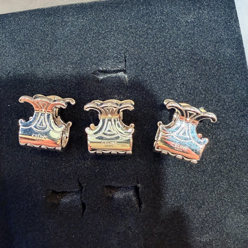 Celine triomphe 凱旋門銀色迷你小髮夾小抓夾-5