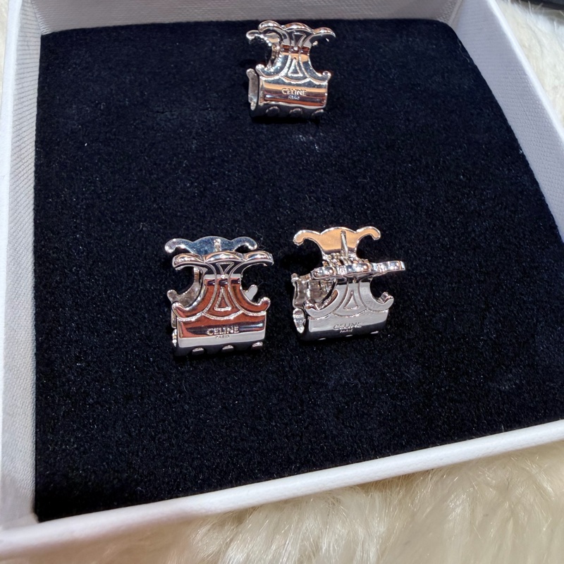 Celine triomphe 凱旋門銀色迷你小髮夾小抓夾-11