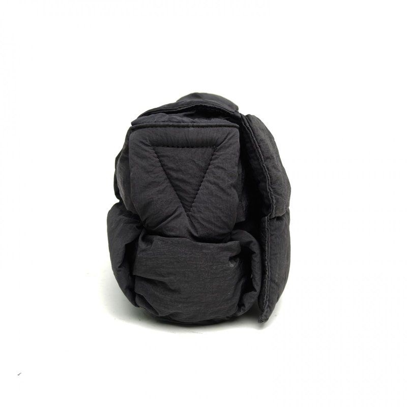 BOTTEGA VENETA CassetteBrick腋下包中號28黑色棉銀扣肩背包-3