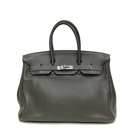HERMES Birkin35石墨灰Togo皮框N銀扣肩背包