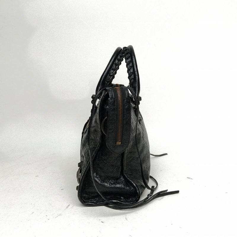 BALENCIAGA CLASSICCITY機車包小號30黑色羊皮鎢鋼扣肩背包-1