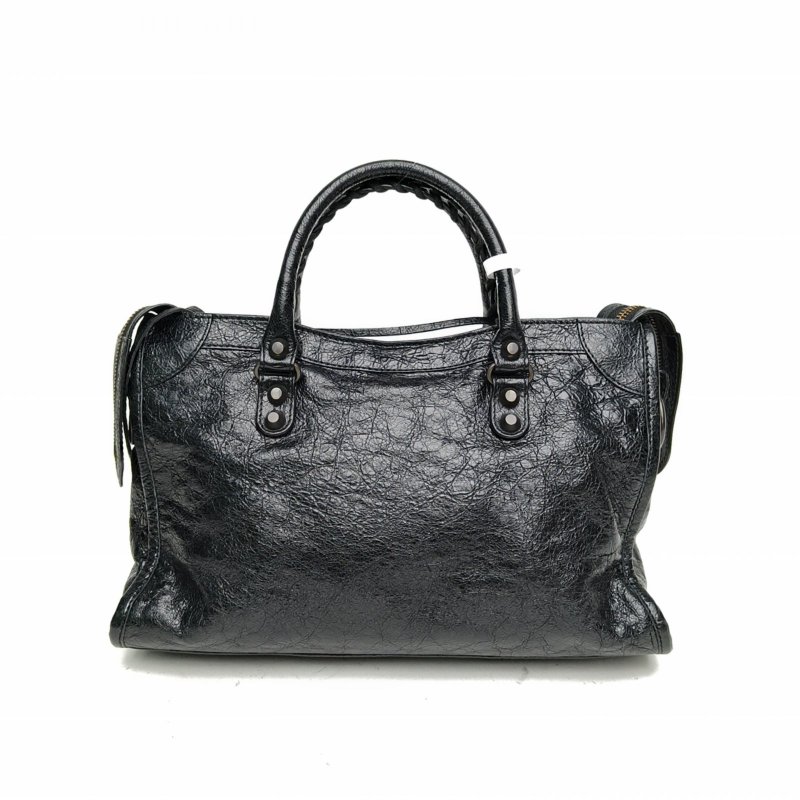 BALENCIAGA CLASSICCITY機車包小號30黑色羊皮鎢鋼扣肩背包-2