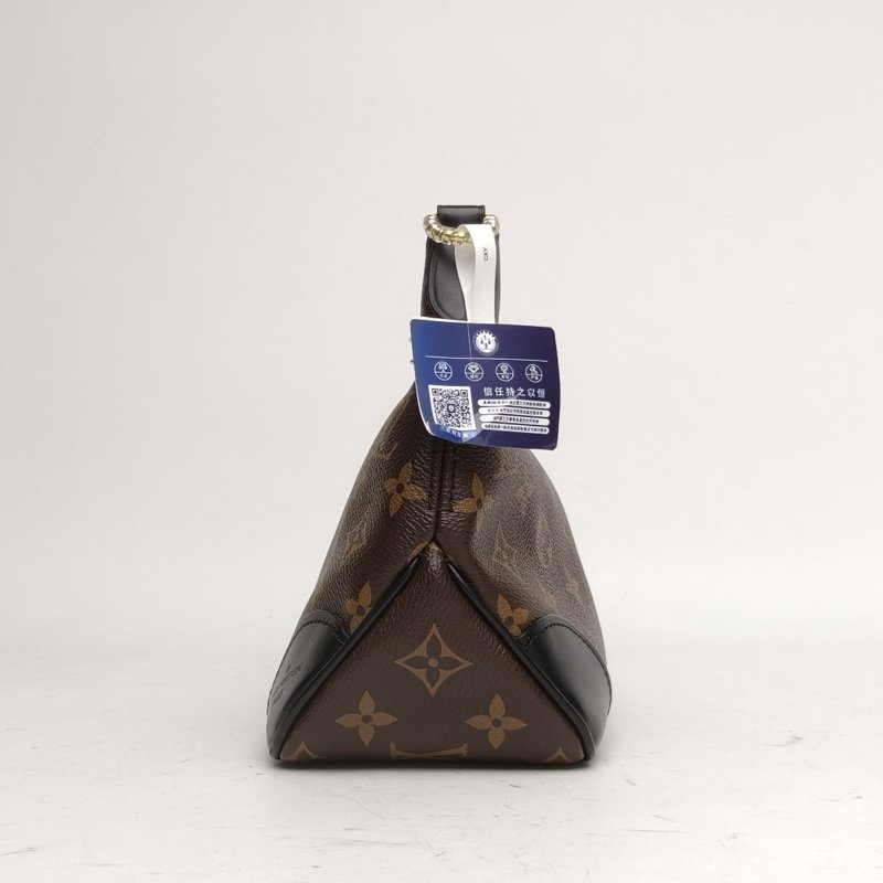 LOUIS VUITTON BOULOGNE牛角包可拆卸肩帶黑色PVC晶片老花肩背包-3