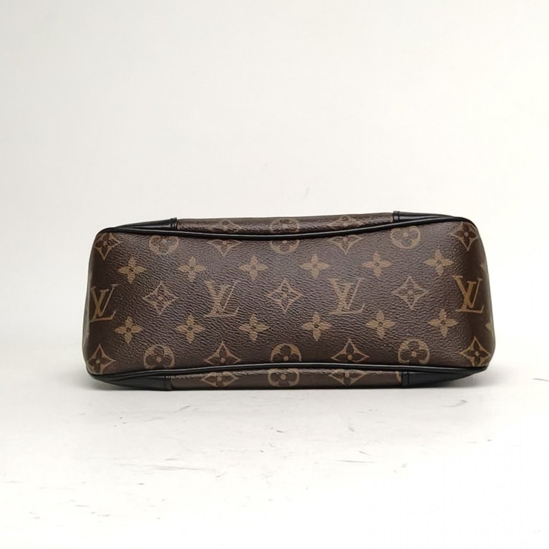 LOUIS VUITTON BOULOGNE牛角包可拆卸肩帶黑色PVC晶片老花肩背包-4