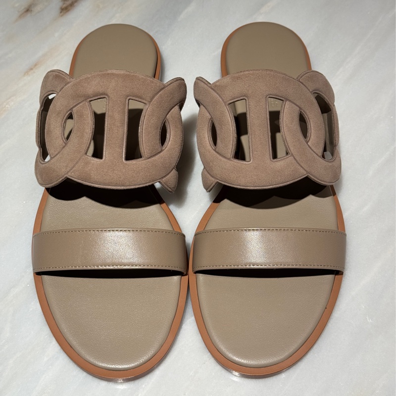 【全網最低價✨適合夏天👍🏻】愛馬仕Hermes 沙色Lagune平底涼鞋 37碼-3