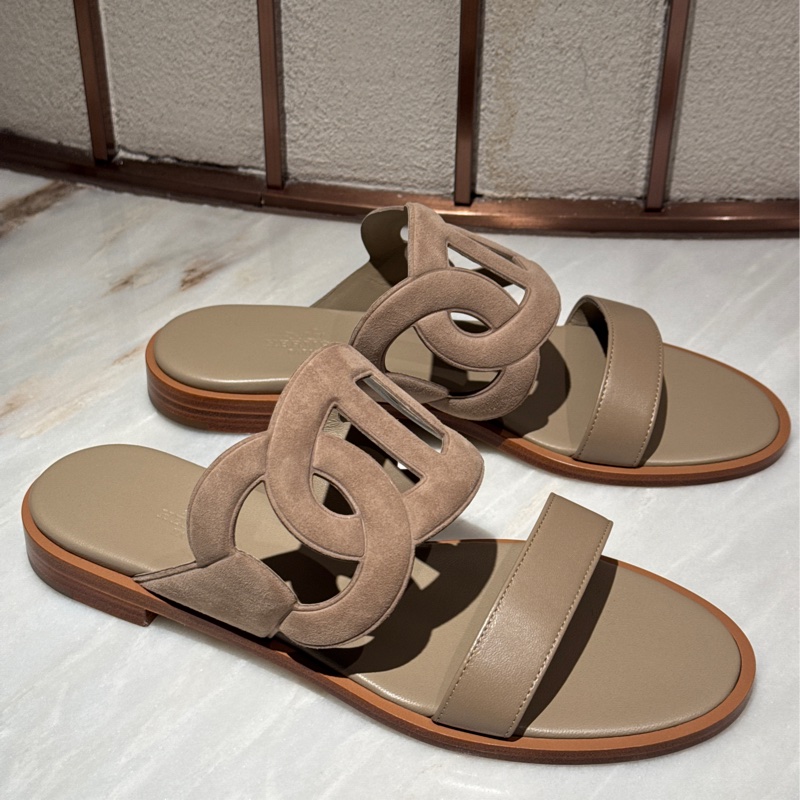【全網最低價✨適合夏天👍🏻】愛馬仕Hermes 沙色Lagune平底涼鞋 37碼-6