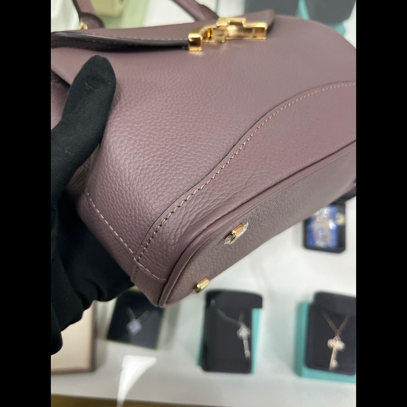 Moynat Gaby 
莫奈  煙灰紫金扣手提包-6