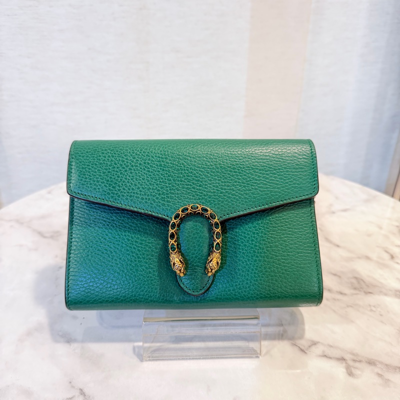 Gucci酒神WOC翡翠綠 綠水晶鏈條可拆-0