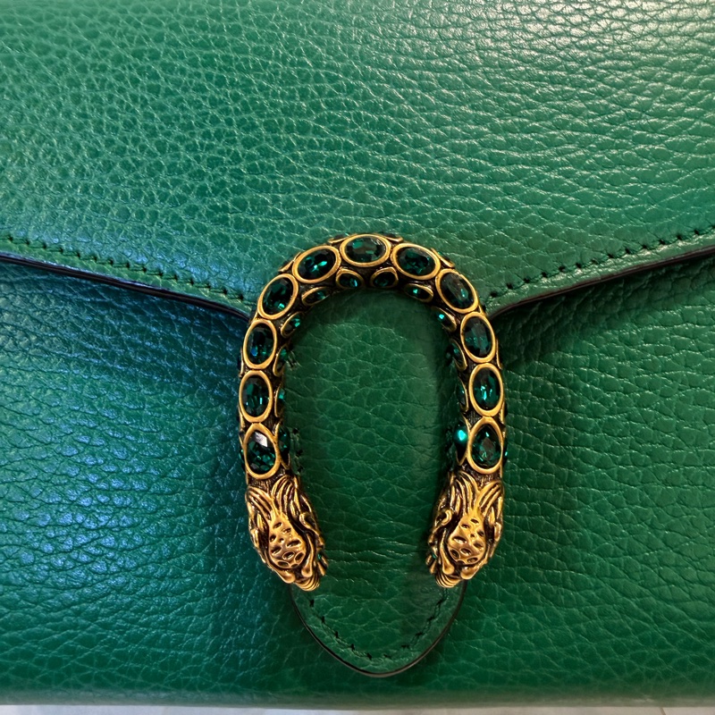 Gucci酒神WOC翡翠綠 綠水晶鏈條可拆-1