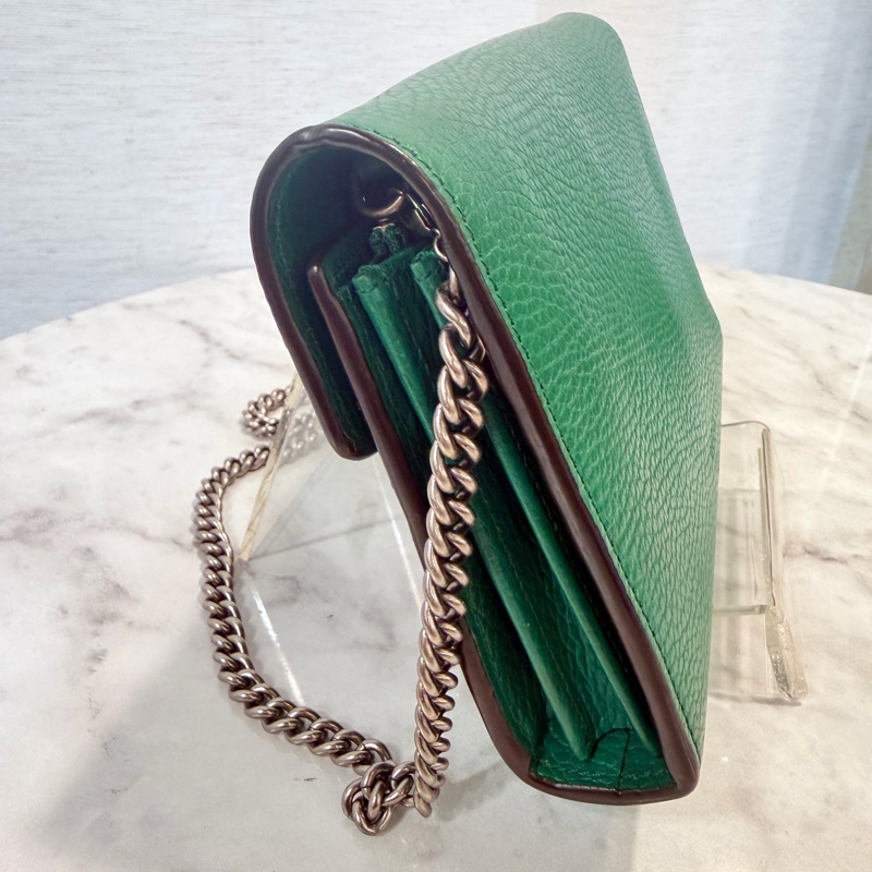 Gucci酒神WOC翡翠綠 綠水晶鏈條可拆-3