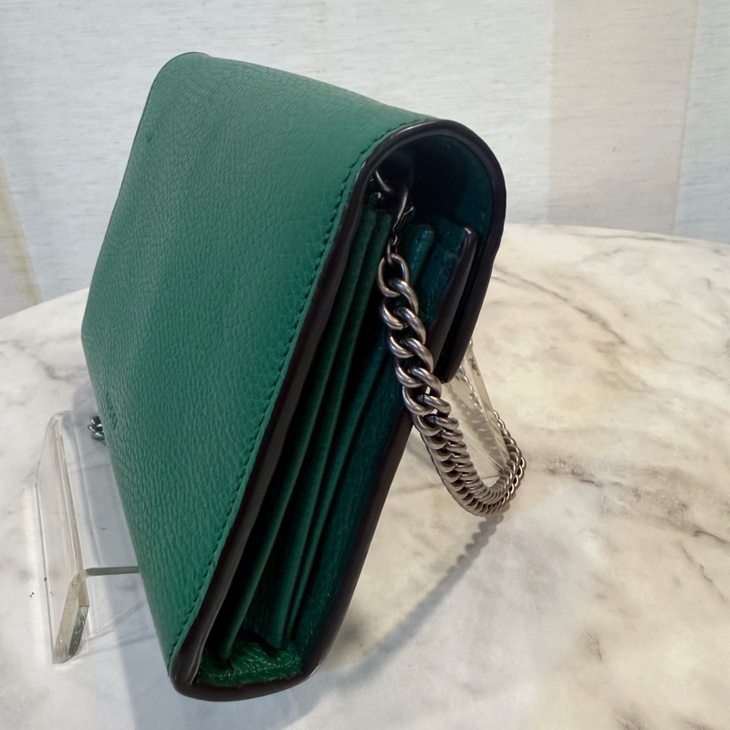 Gucci酒神WOC翡翠綠 綠水晶鏈條可拆-8