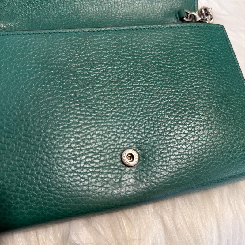 Gucci酒神WOC翡翠綠 綠水晶鏈條可拆-19