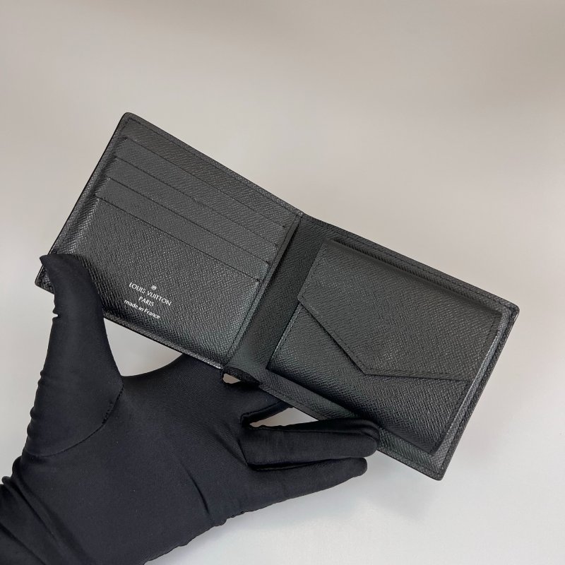 LV M62289/晶片款 黑水波紋零錢袋短夾-5