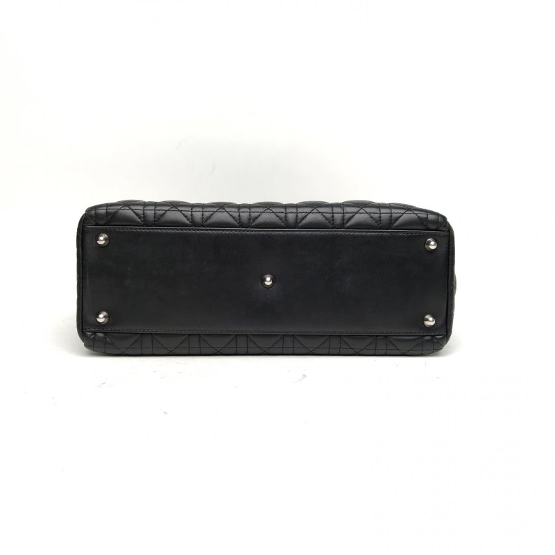 DIOR Lady戴妃包七格黑色羊皮銀扣2010肩背包-4