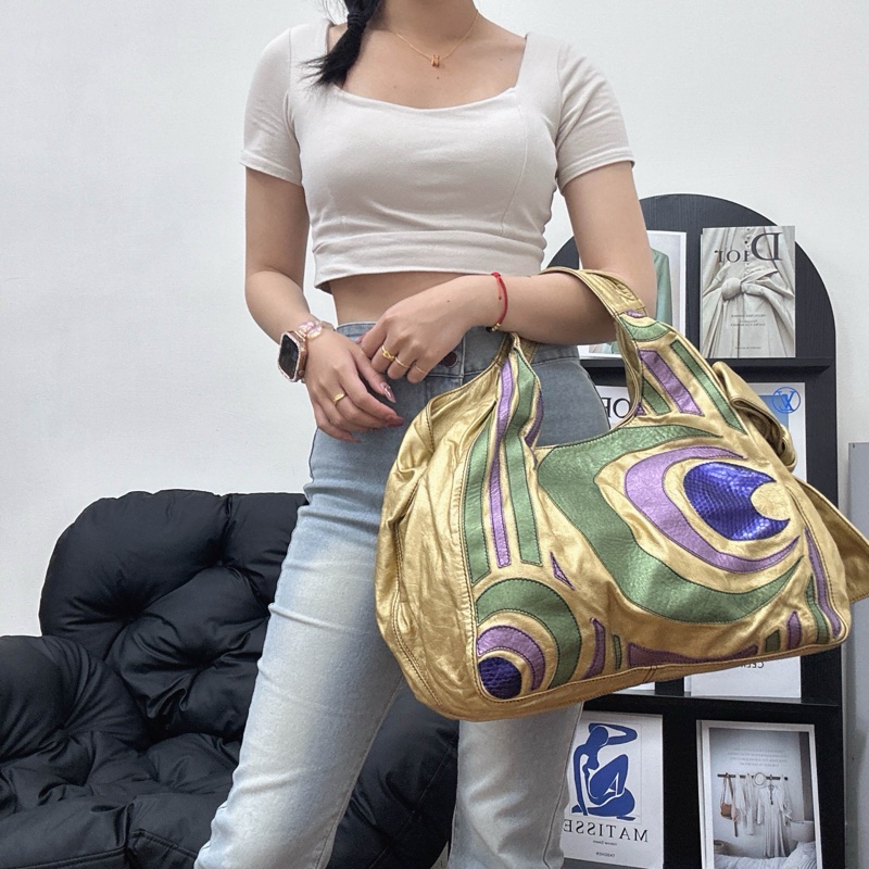 【赫蒂國際精品】Valentino 范倫鐵諾Nuage Bow 系列金色皮革超大肩背包 vintage-1