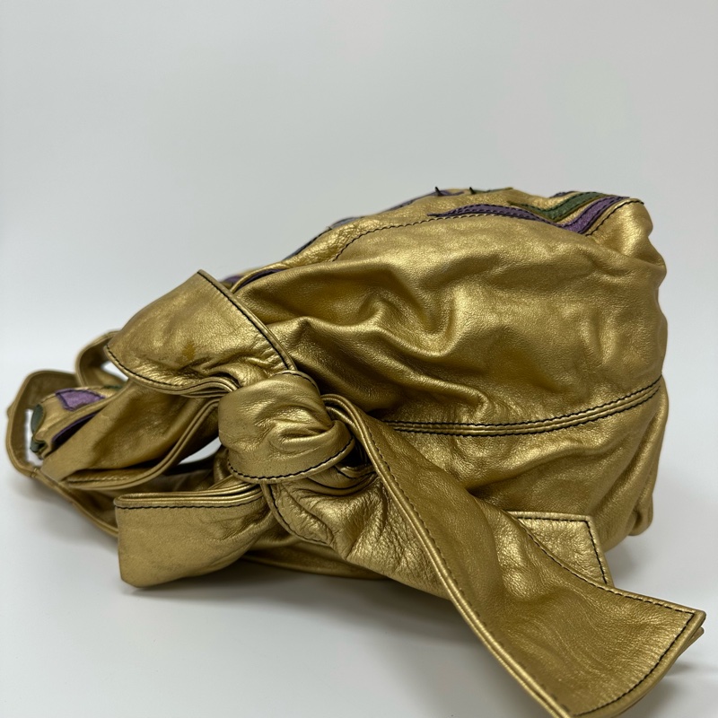 【赫蒂國際精品】Valentino 范倫鐵諾Nuage Bow 系列金色皮革超大肩背包 vintage-4