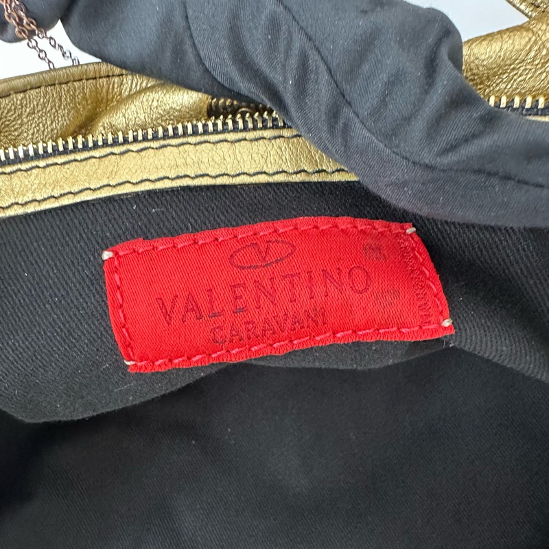 【赫蒂國際精品】Valentino 范倫鐵諾Nuage Bow 系列金色皮革超大肩背包 vintage-11
