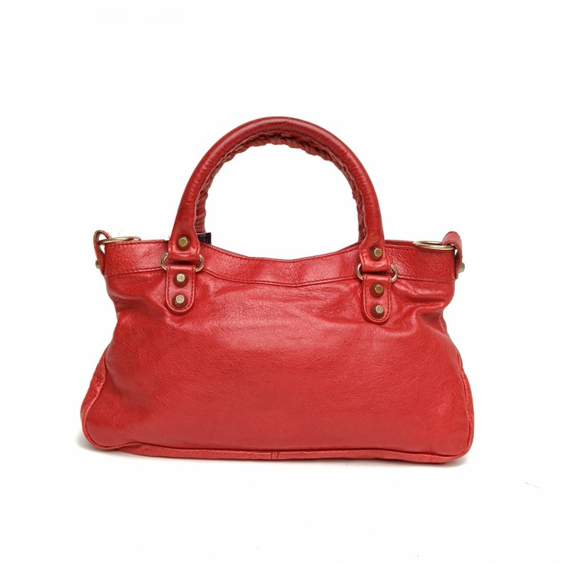 BALENCIAGA CLASSICCITY機車包小號30紅色羊皮玫瑰金扣肩背包-2