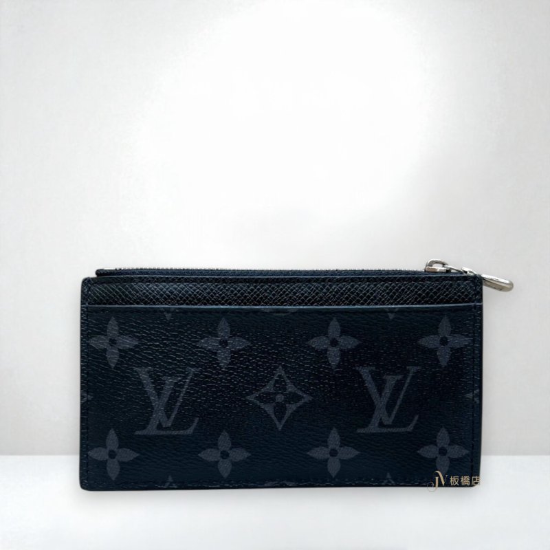 JS1291-LV 黑灰原花一字拉鍊卡片零錢包 M30271-0