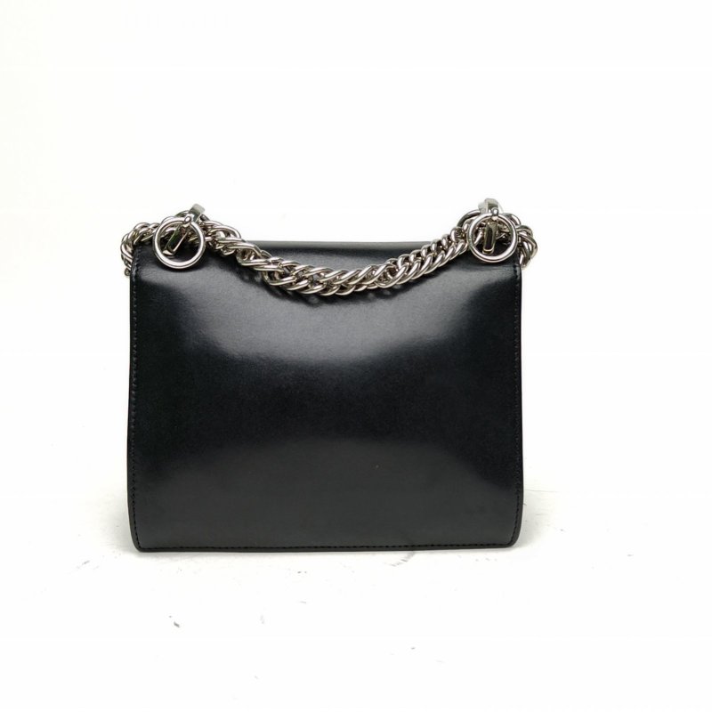 FENDI KANI小號黑色牛皮金銀扣肩背包-2