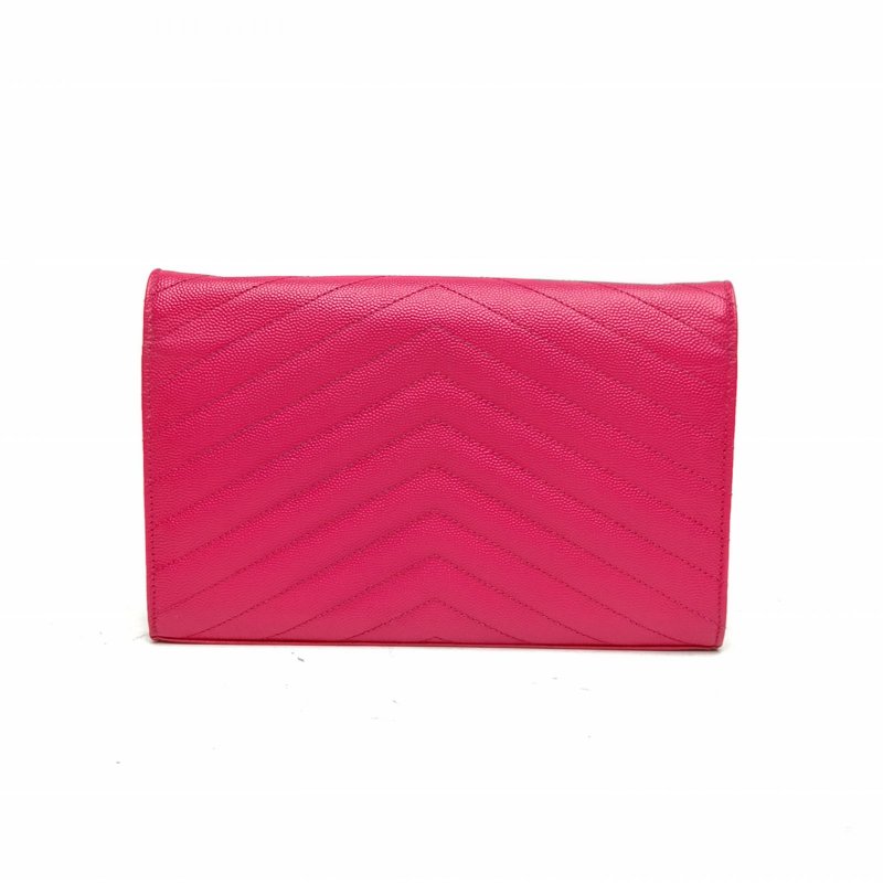 SAINT LAURENT CASSANDRA信封鏈條包22MATELASSV紋玫紅牛皮金扣肩背包-2