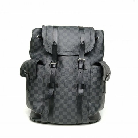 LOUIS VUITTON Christopher雙肩包黑棋格PVC2018肩背包