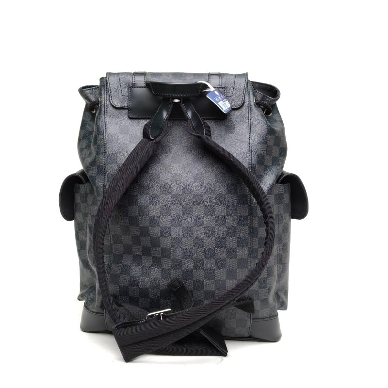 LOUIS VUITTON Christopher雙肩包黑棋格PVC2018肩背包-2