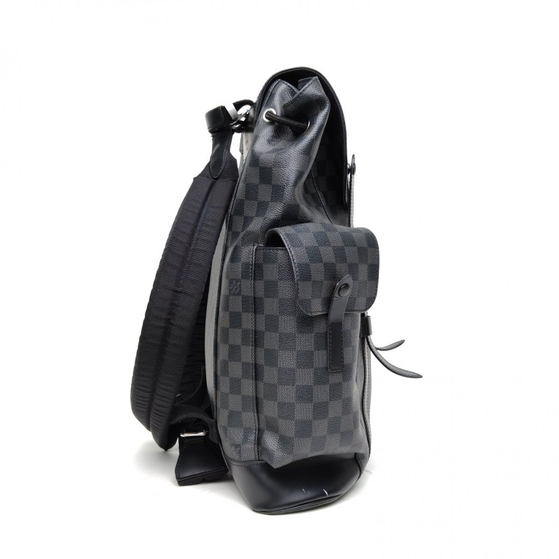 LOUIS VUITTON Christopher雙肩包黑棋格PVC2018肩背包-3