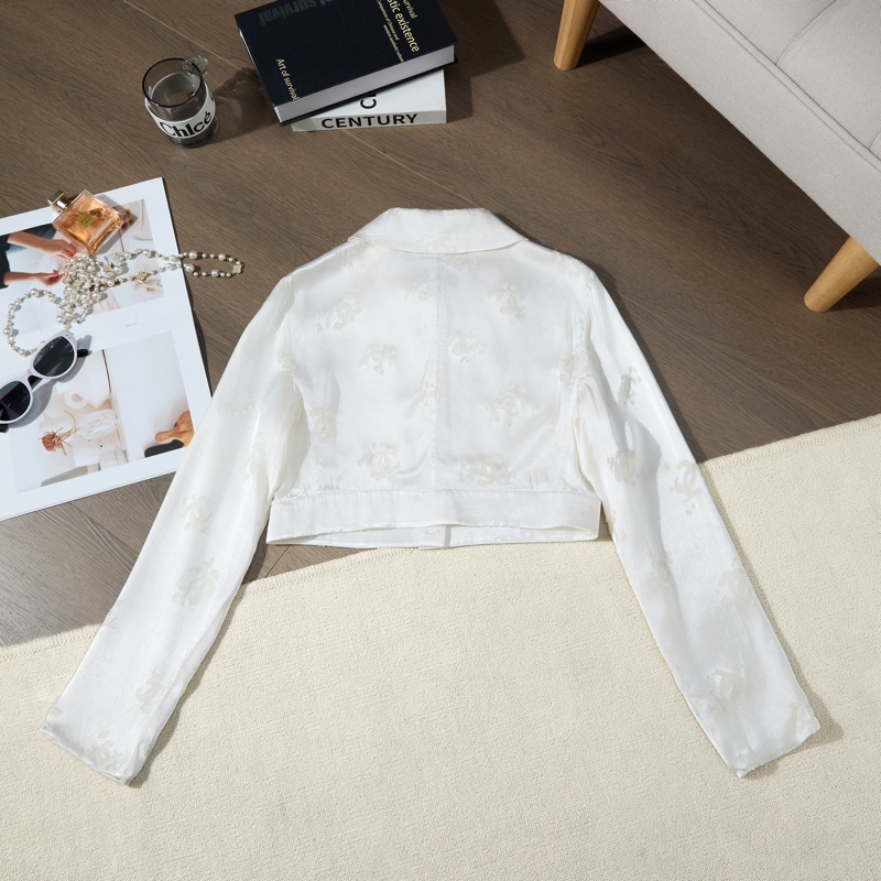 CHANEL白色短款提花外套-6