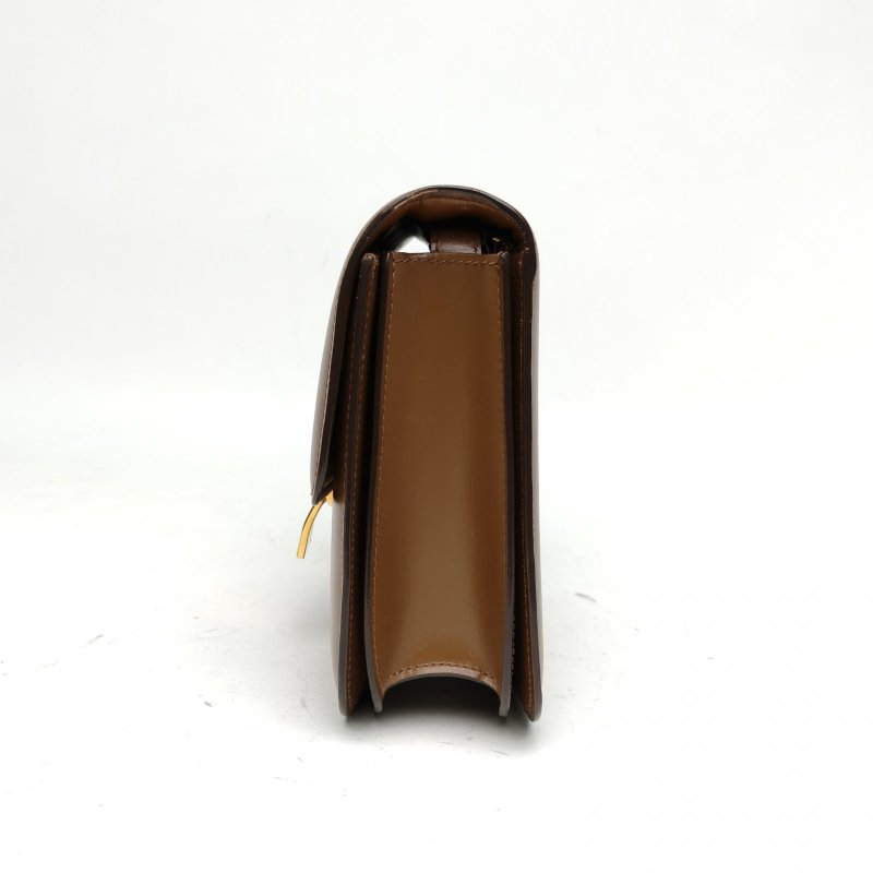 CELINE ClassicBox中號棕色牛皮金扣肩背包-1