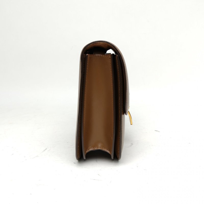 CELINE ClassicBox中號棕色牛皮金扣肩背包-3