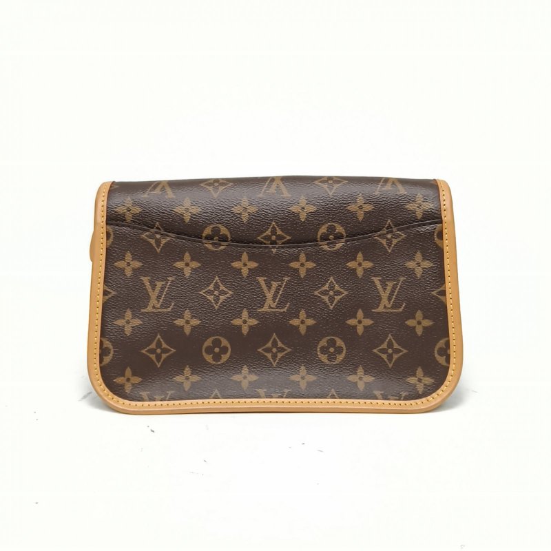 LOUIS VUITTON Diane法棍包24可拆卸黑紫寬肩帶老花PVC晶片肩背包-2