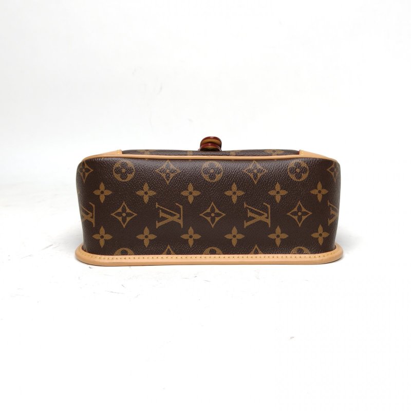 LOUIS VUITTON Diane法棍包24可拆卸黑紫寬肩帶老花PVC晶片肩背包-4