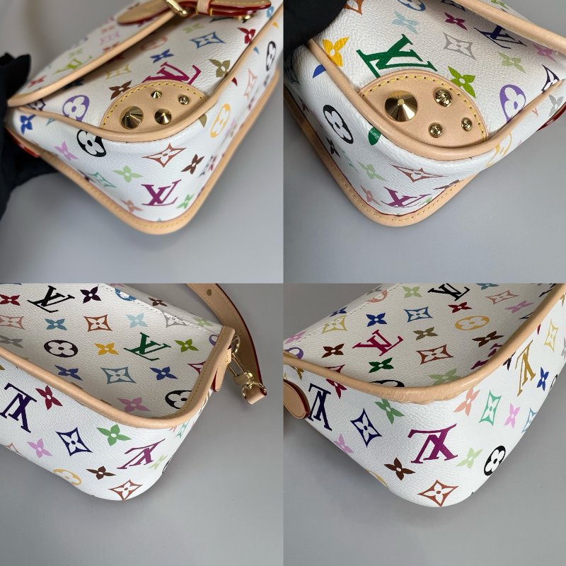 全新品 LV M27866/晶片款 白三彩法棍包-13