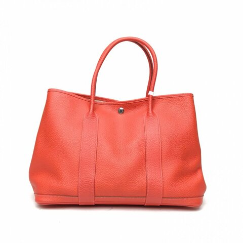 HERMES GardenParty花園包36杜鵑紅NEGONA皮框R銀扣肩背包