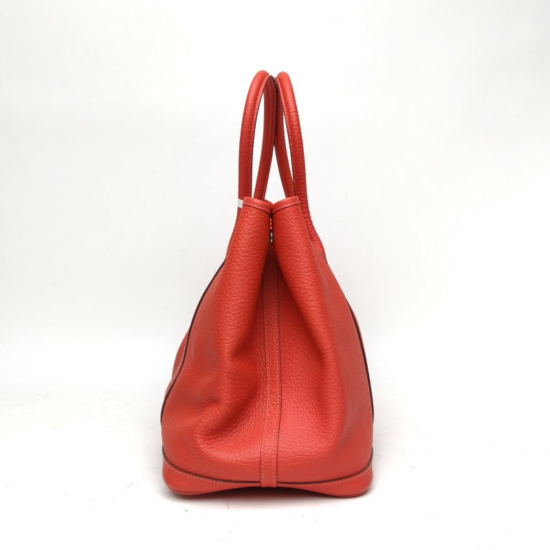 HERMES GardenParty花園包36杜鵑紅NEGONA皮框R銀扣肩背包-1