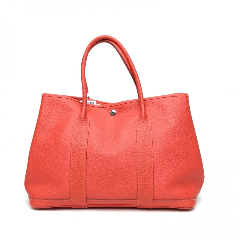 HERMES GardenParty花園包36杜鵑紅NEGONA皮框R銀扣肩背包-2