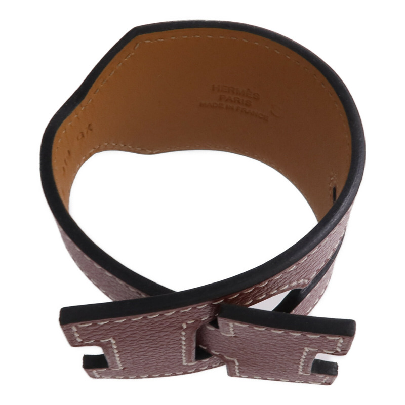 HERMES Evercolor皮革Jet Lag Tour Wrap Bracelet手鐲Rouge H-3