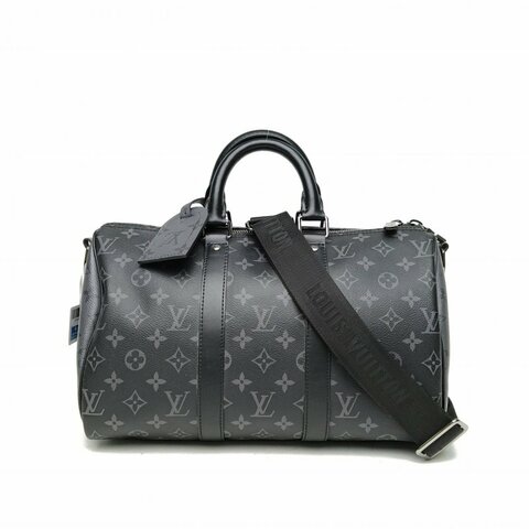 LOUIS VUITTON 黑色PVC晶片keepall35肩背包