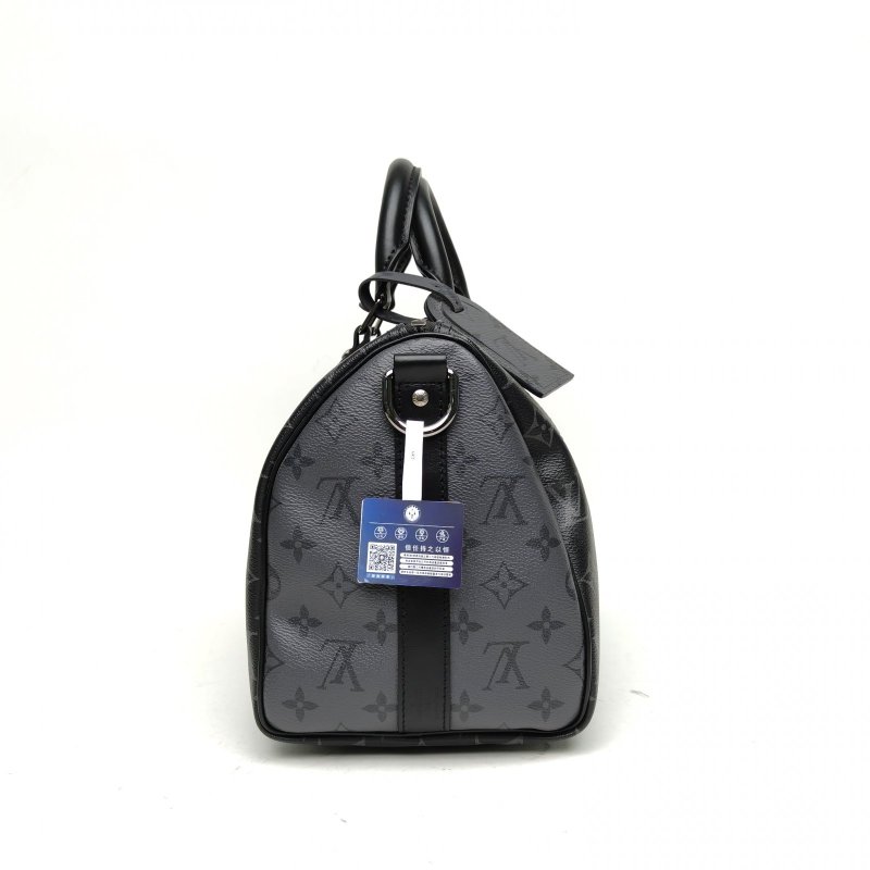 LOUIS VUITTON 黑色PVC晶片keepall35肩背包-3