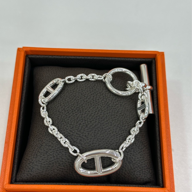 Hermes愛馬仕 豬鼻子手鍊 LG 碼 閒置-1