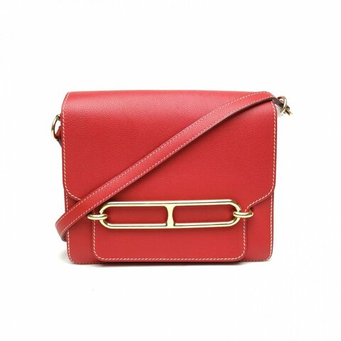 HERMES Roulis豬鼻子23Q5國旗紅EC皮C刻金扣肩背包