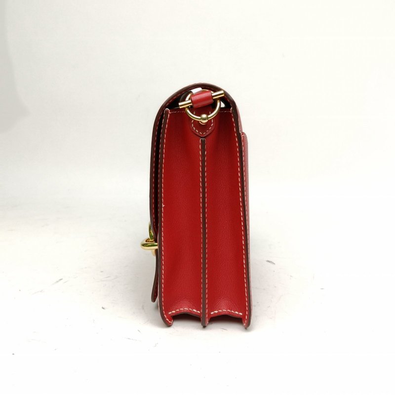 HERMES Roulis豬鼻子23Q5國旗紅EC皮C刻金扣肩背包-1
