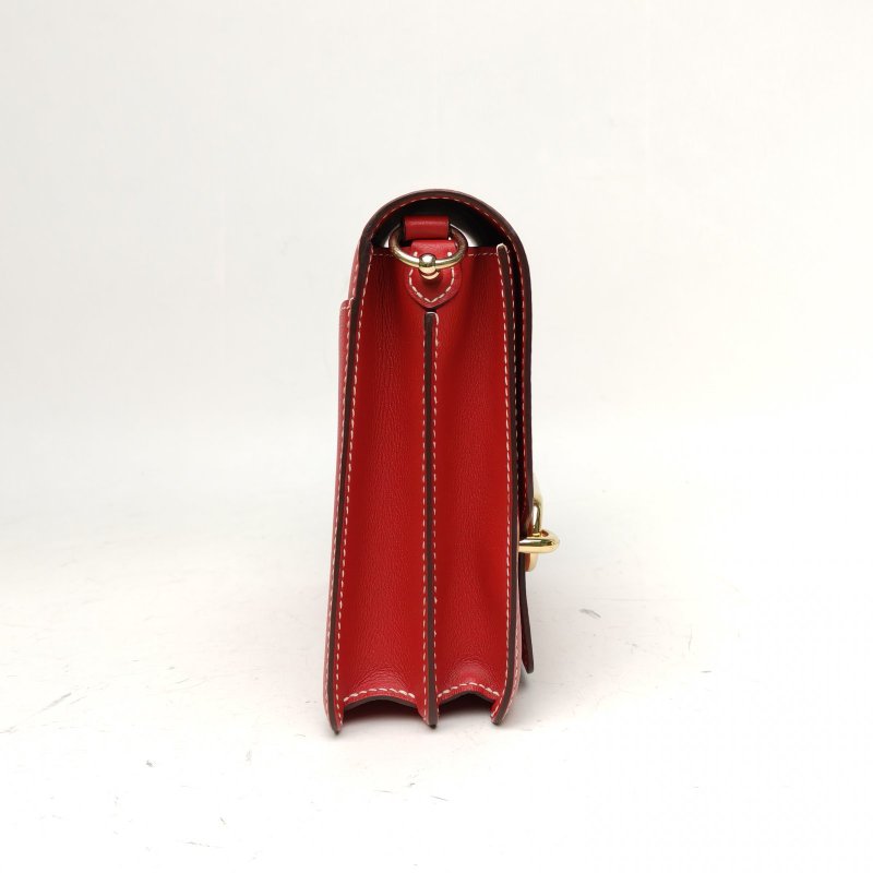 HERMES Roulis豬鼻子23Q5國旗紅EC皮C刻金扣肩背包-3