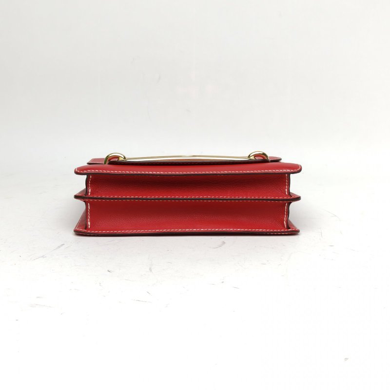 HERMES Roulis豬鼻子23Q5國旗紅EC皮C刻金扣肩背包-4