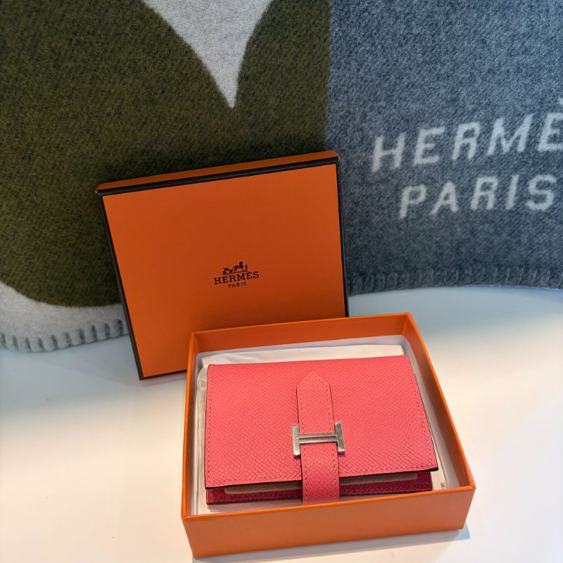 HERMES Epsom Bearn迷你卡夾 K 粉色-0