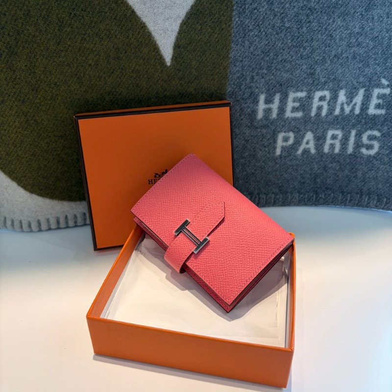 HERMES Epsom Bearn迷你卡夾 K 粉色-1
