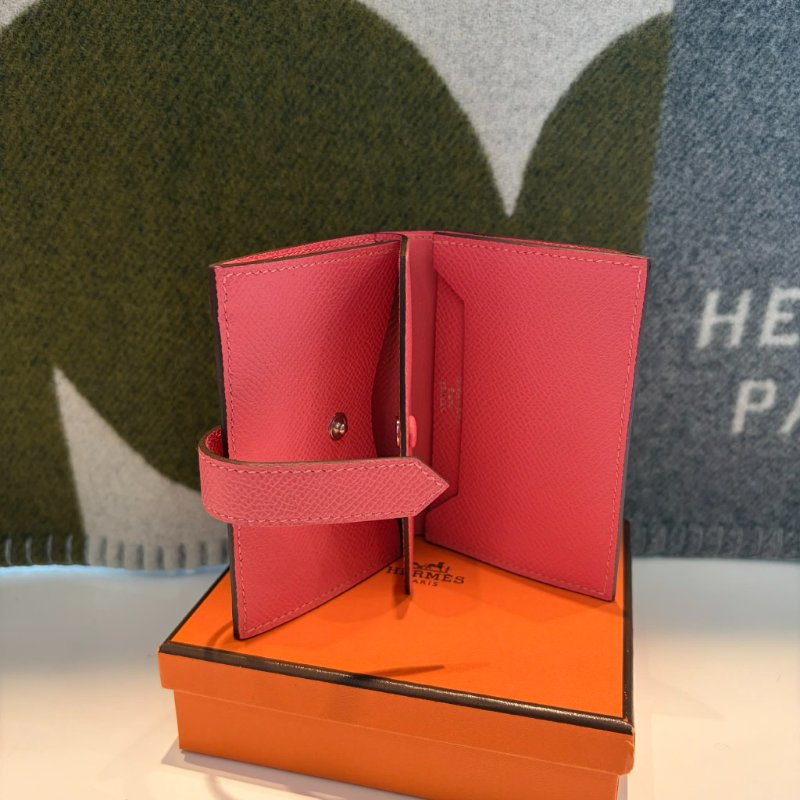 HERMES Epsom Bearn迷你卡夾 K 粉色-4