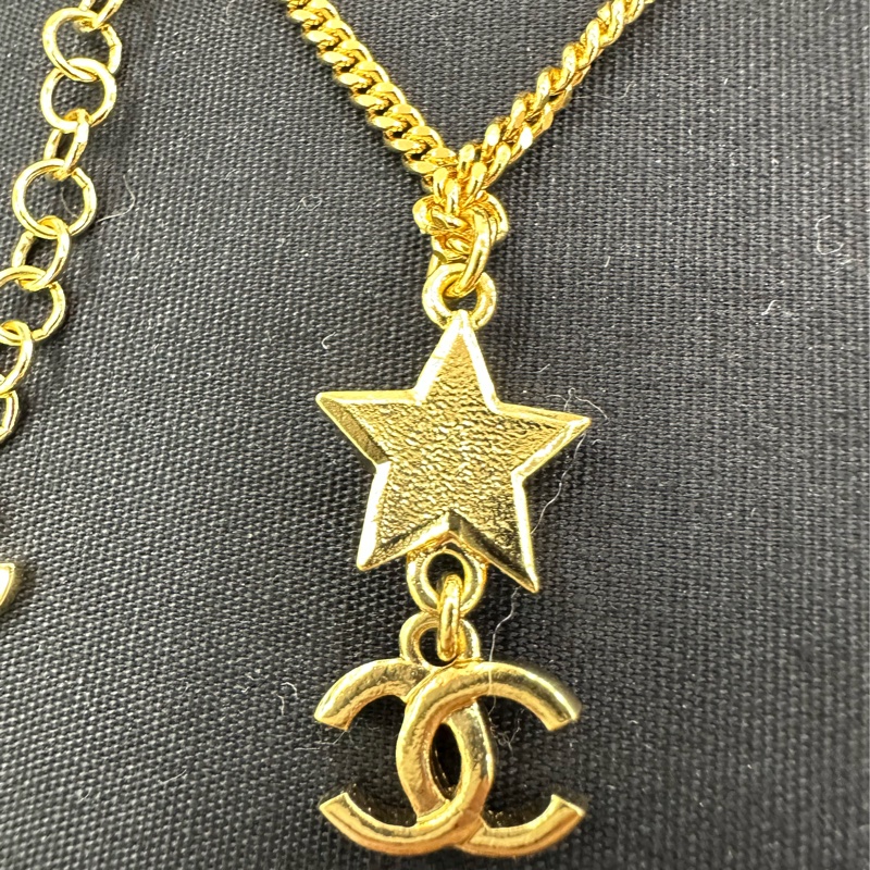 CHANEL 香奈兒珍珠星雙C滿鑽黃金色項鍊，24年款-2