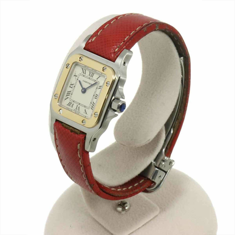 卡地亞 Santos Galbee SM W20012C4 雙色女錶，象牙白 YG 黃金石英錶-2